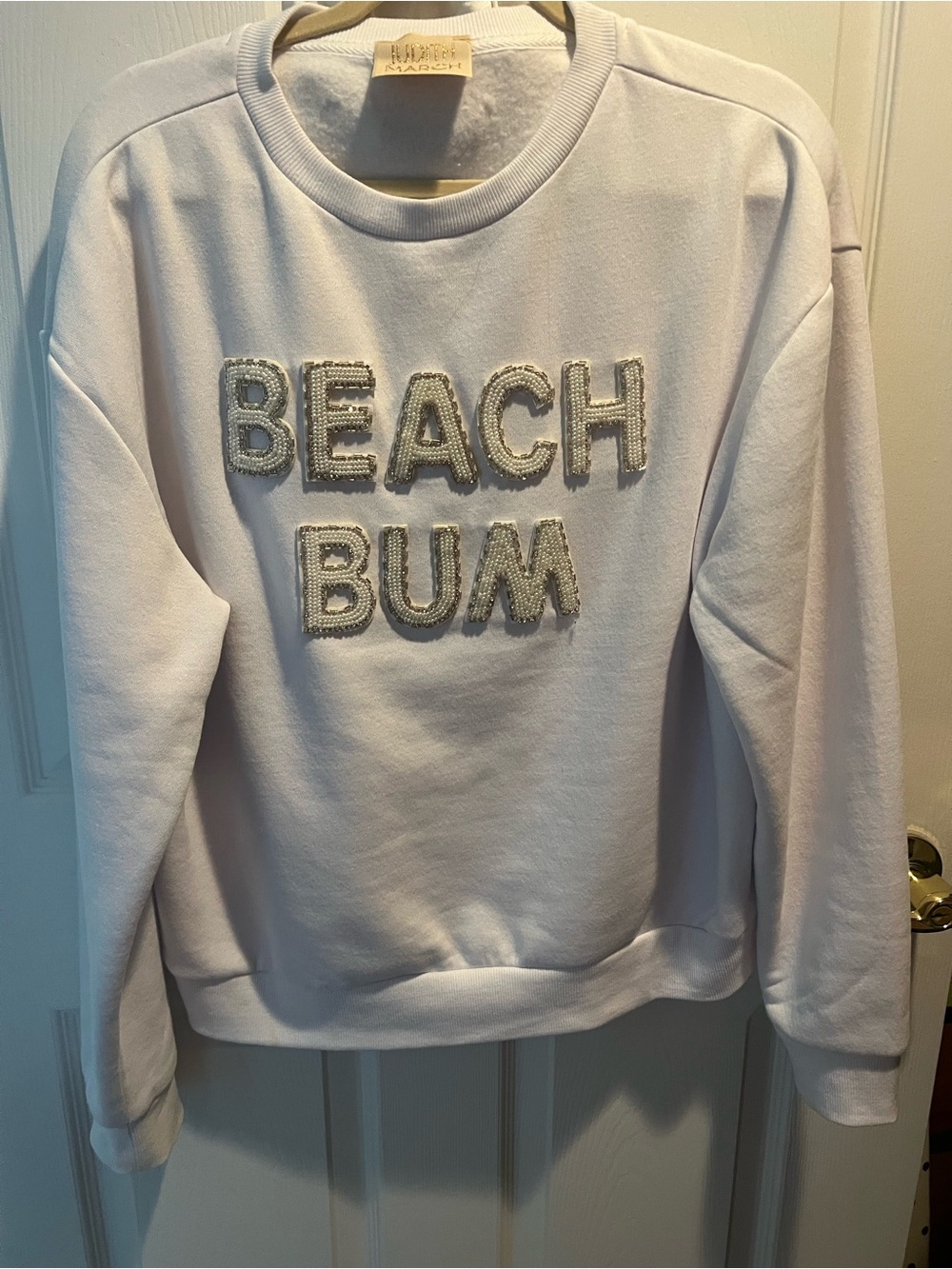 Judith March sweatshirt with bead  work - small stain on back as shown